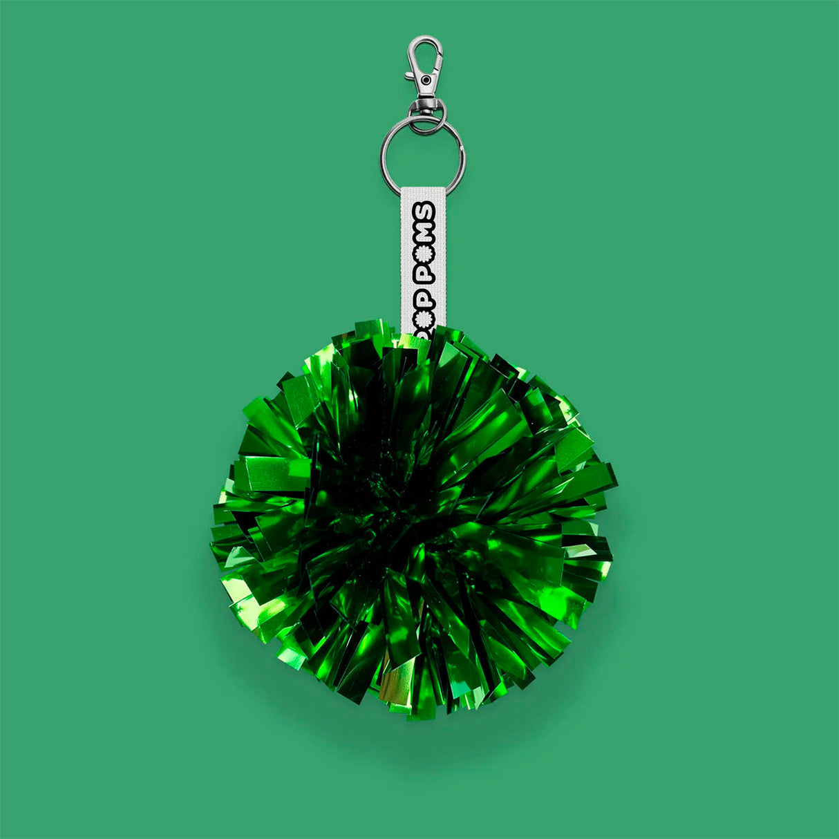 Kellygrön metallic pom pom-nyckelring