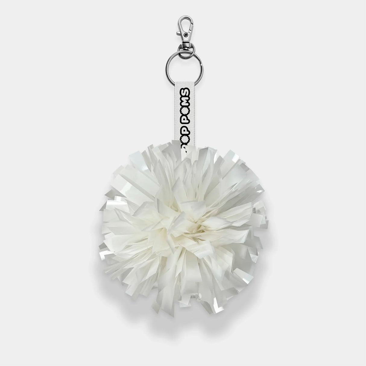 Arktiskt vit metallic pom pom-nyckelring