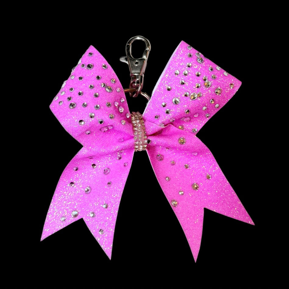 PINK FULL ON STONES hairbow keyring