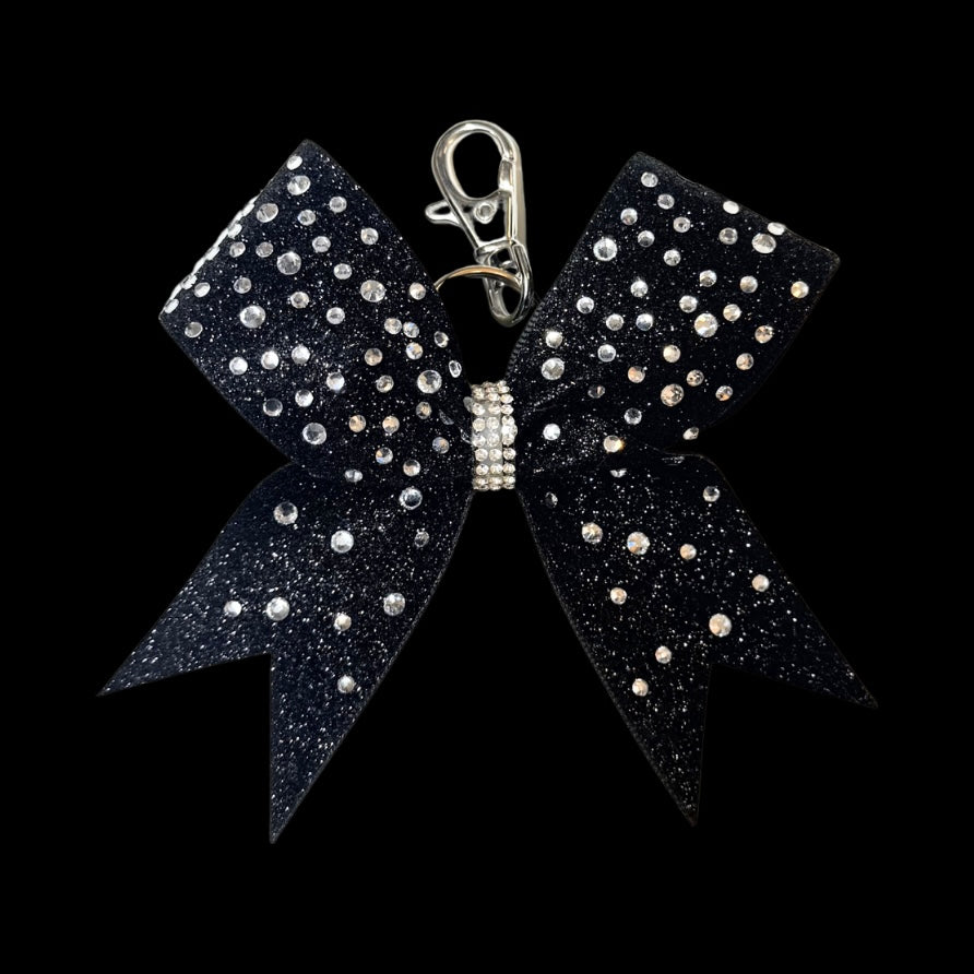 BLACK FULL ON STONES hairbow keyring