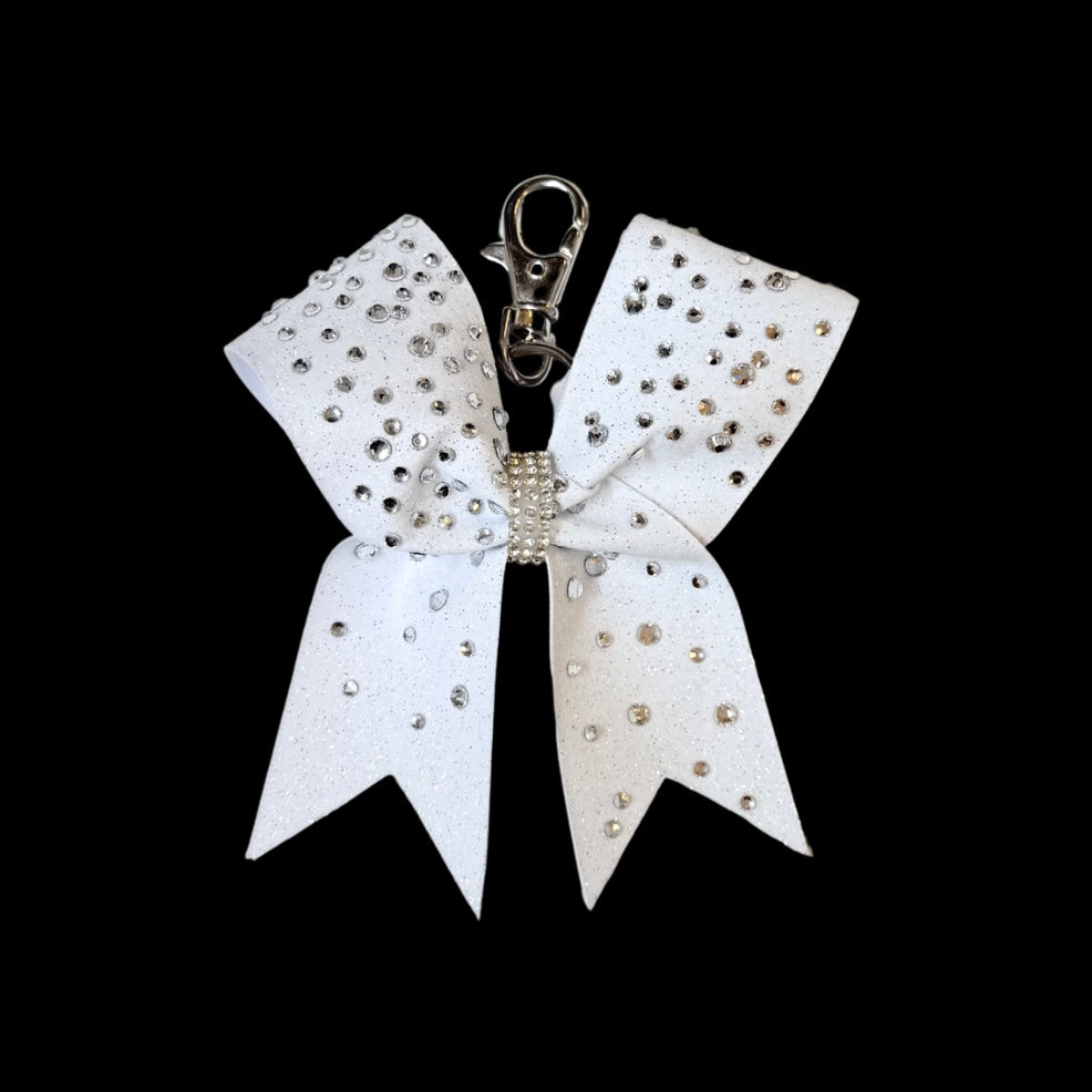 WHITE FULL ON STONES hairbow keyring