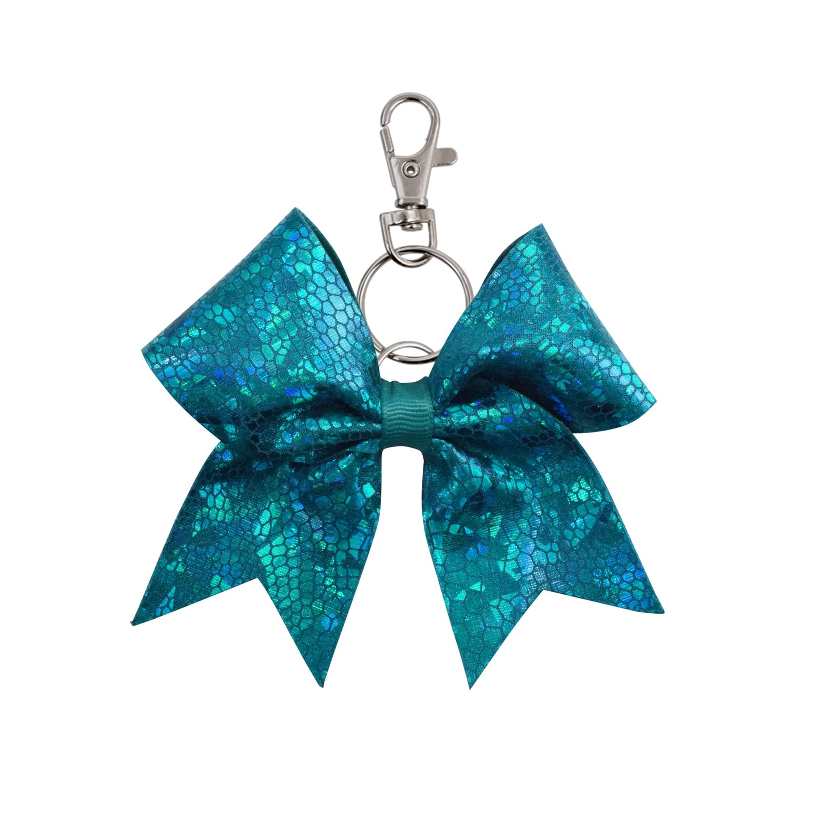 Teal Cracked Ice hairbow keyring