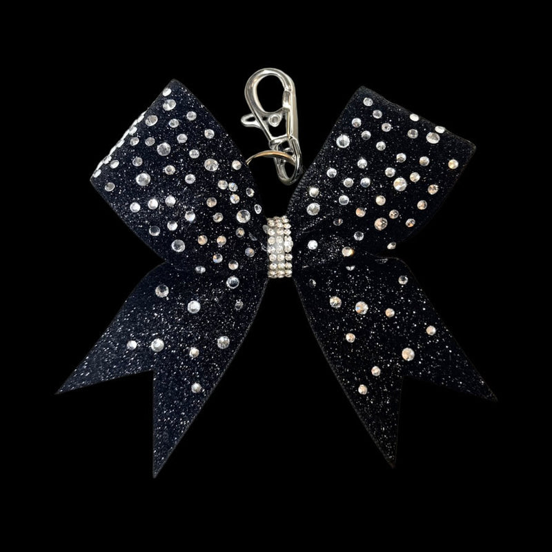 BLACK FULL ON STONES hairbow keyring