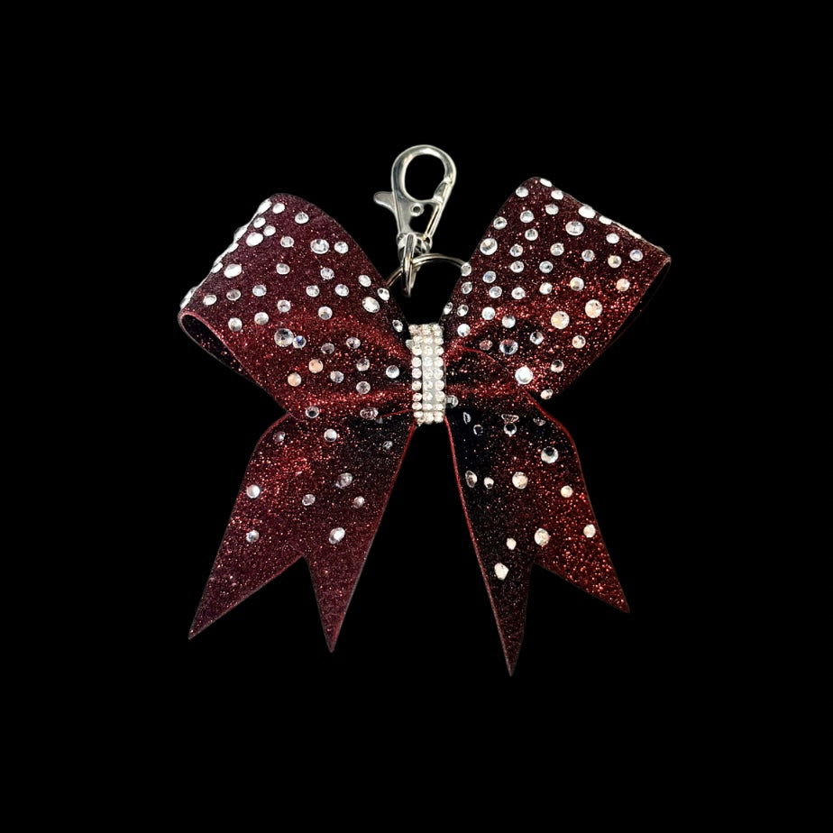 MAROON FULL ON STONES hairbow keyring