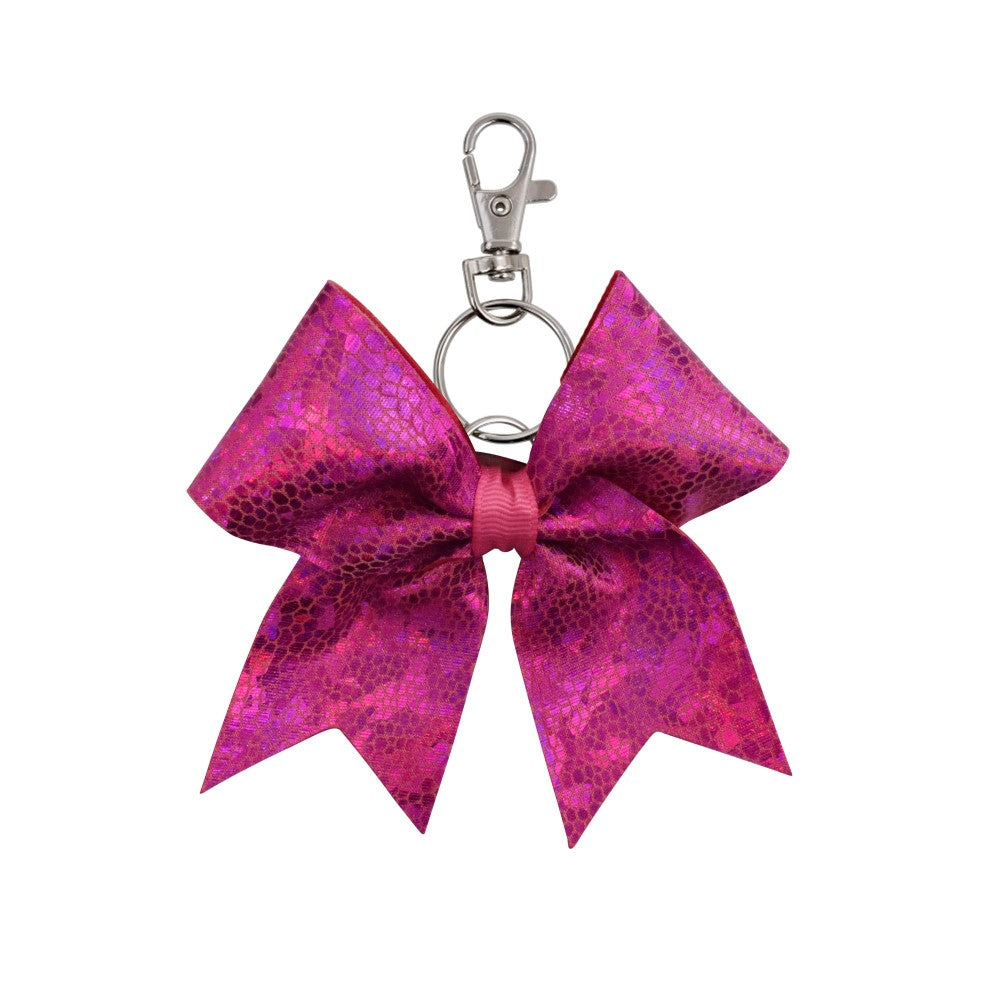 Fuchsia Pink Cracked Ice hairbow keyring