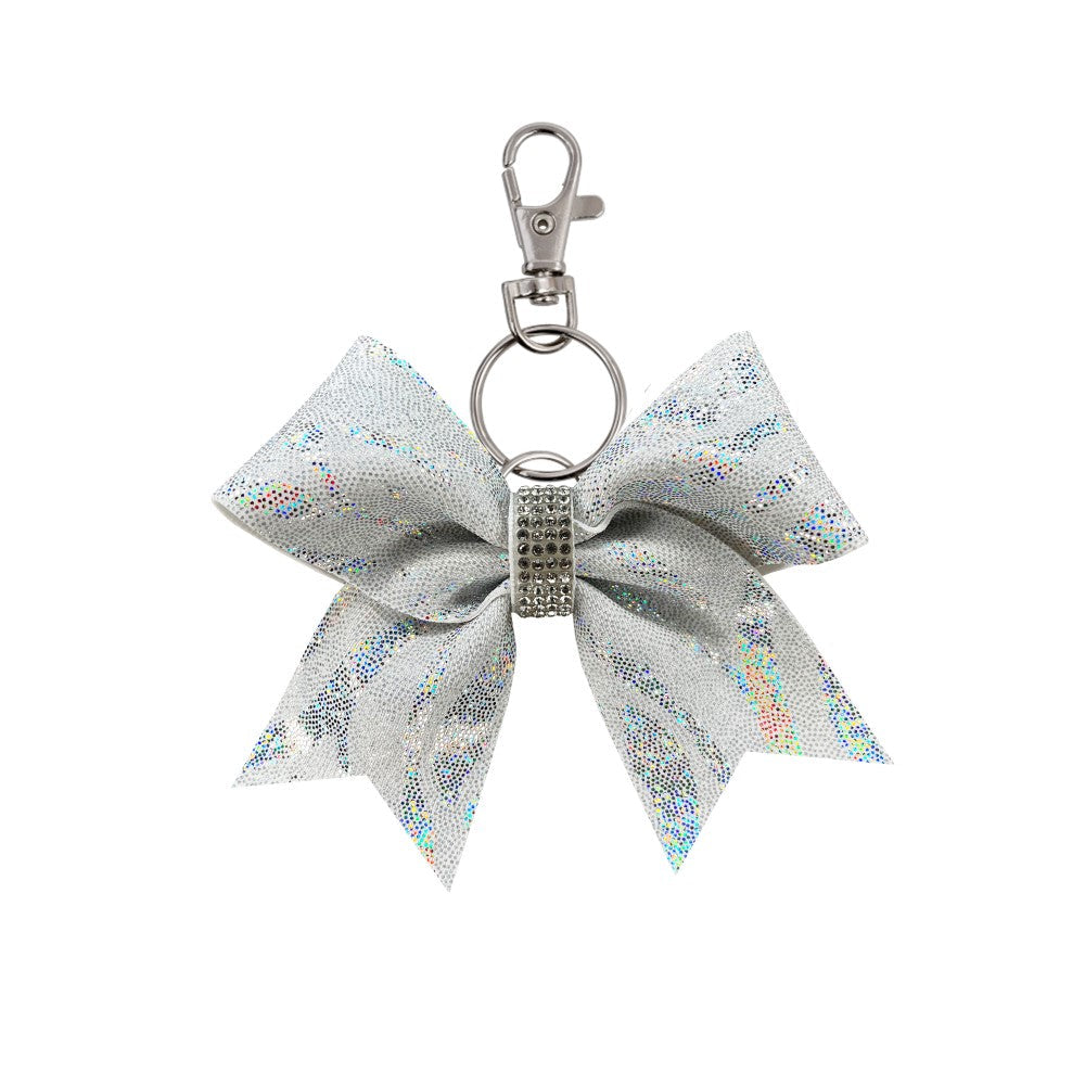 White Zebra Holo Shine hairbow keyring