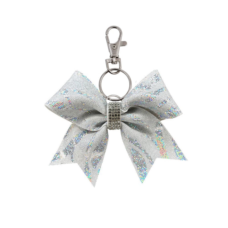 White Zebra Holo Shine hairbow keyring