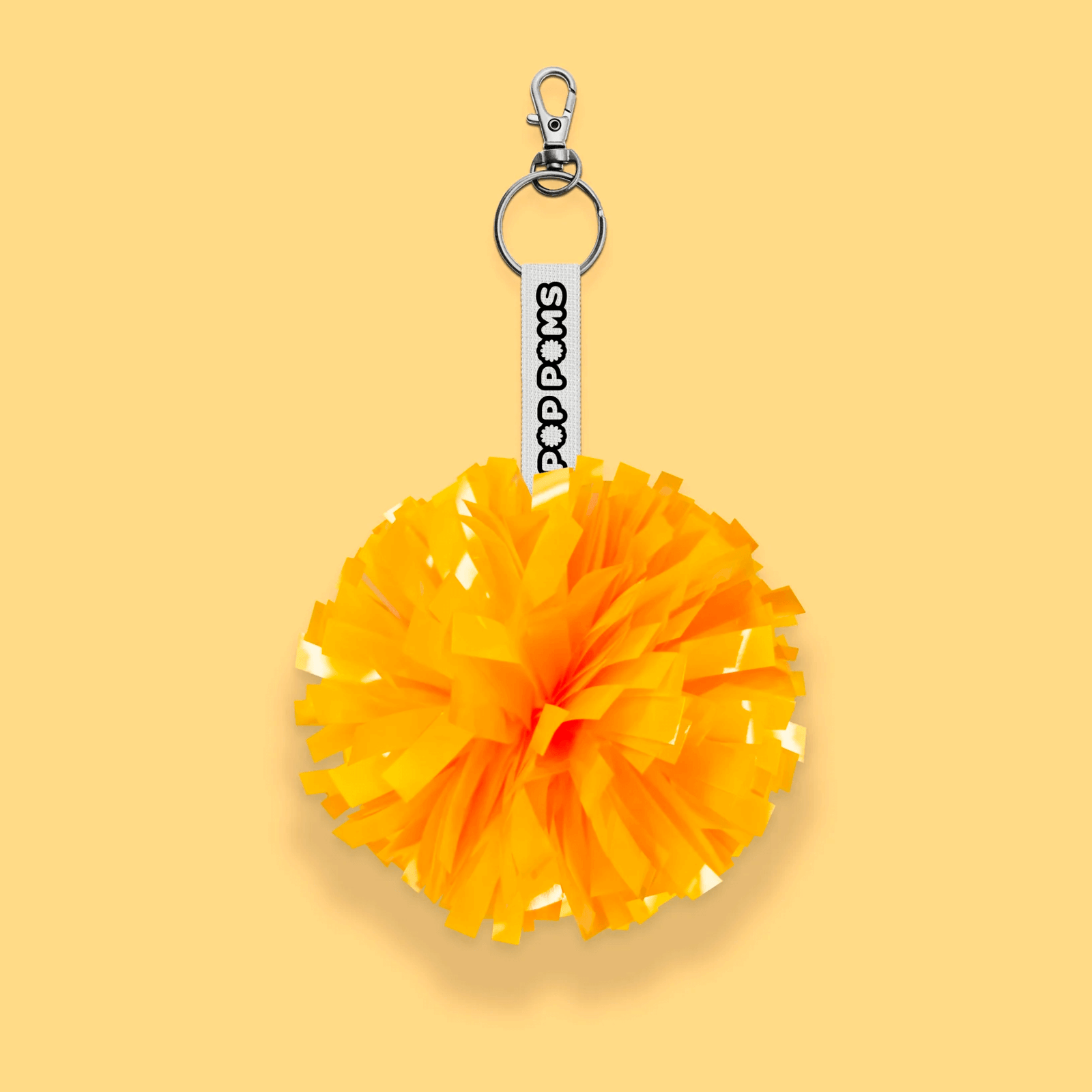 Pineapple yellow metallic pom pom keyring
