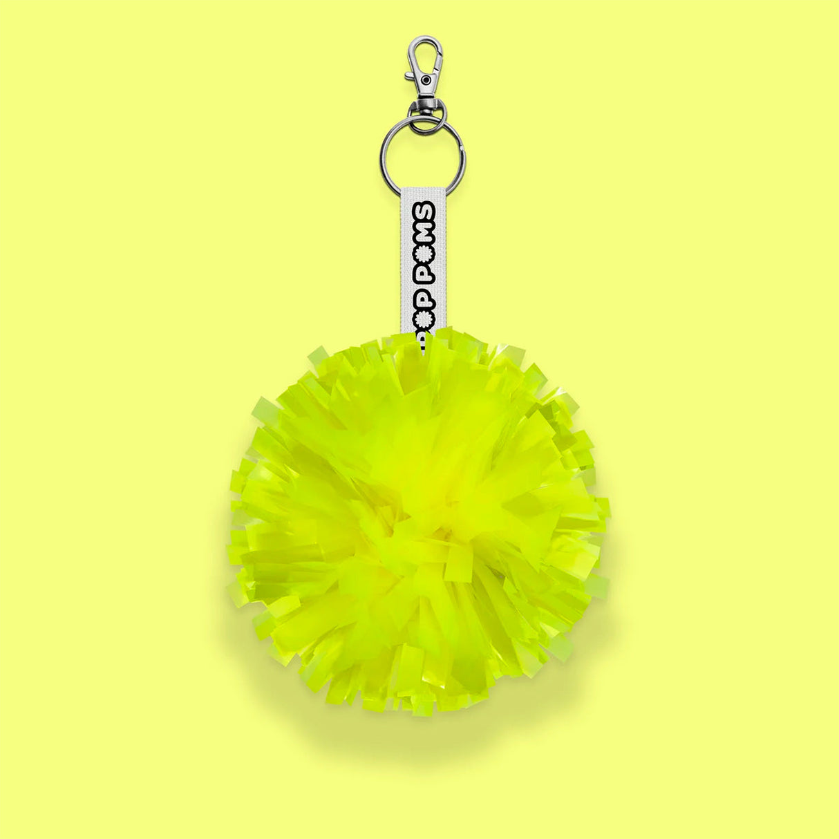 Neongul metallic pom pom-nyckelring