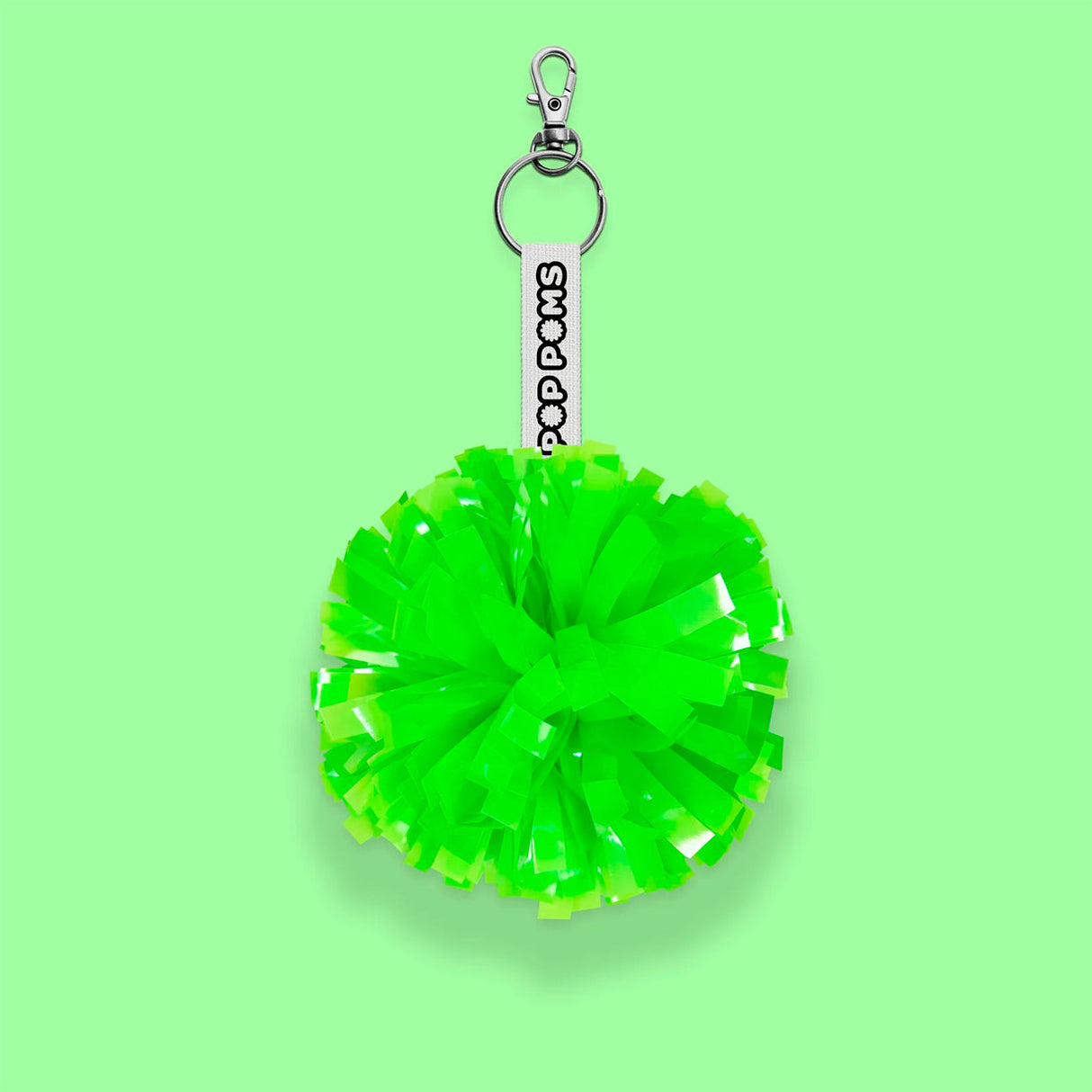 Neongrön metallic pom pom-nyckelring