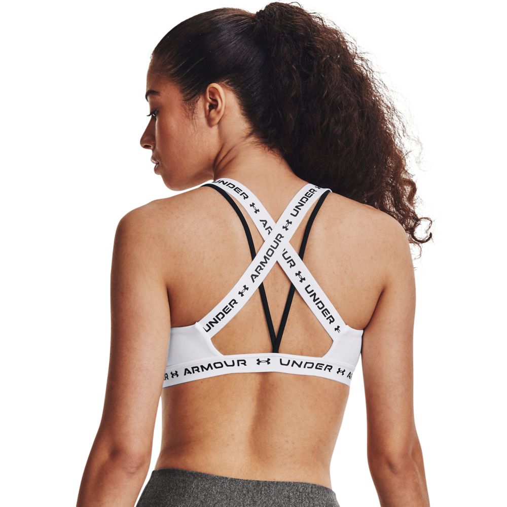 Under Armour Womens UA Wordmark Strappy Sportlette LG Black at   Women's Clothing store