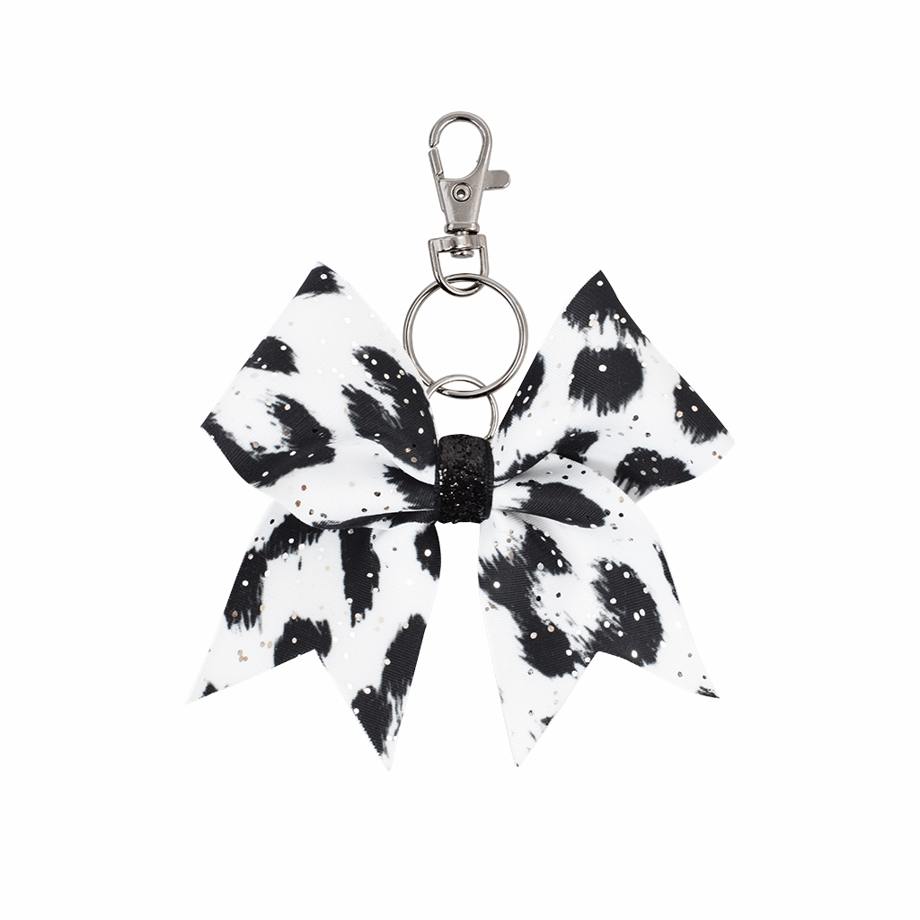 Black & White Leopard hairbow keyring