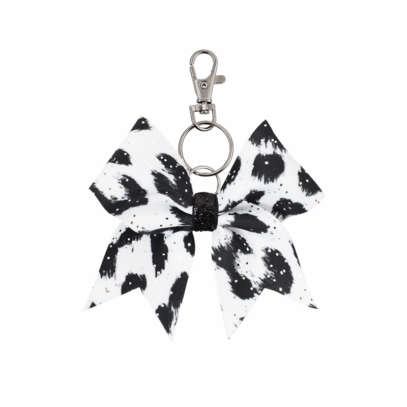 Black & White Leopard hairbow keyring