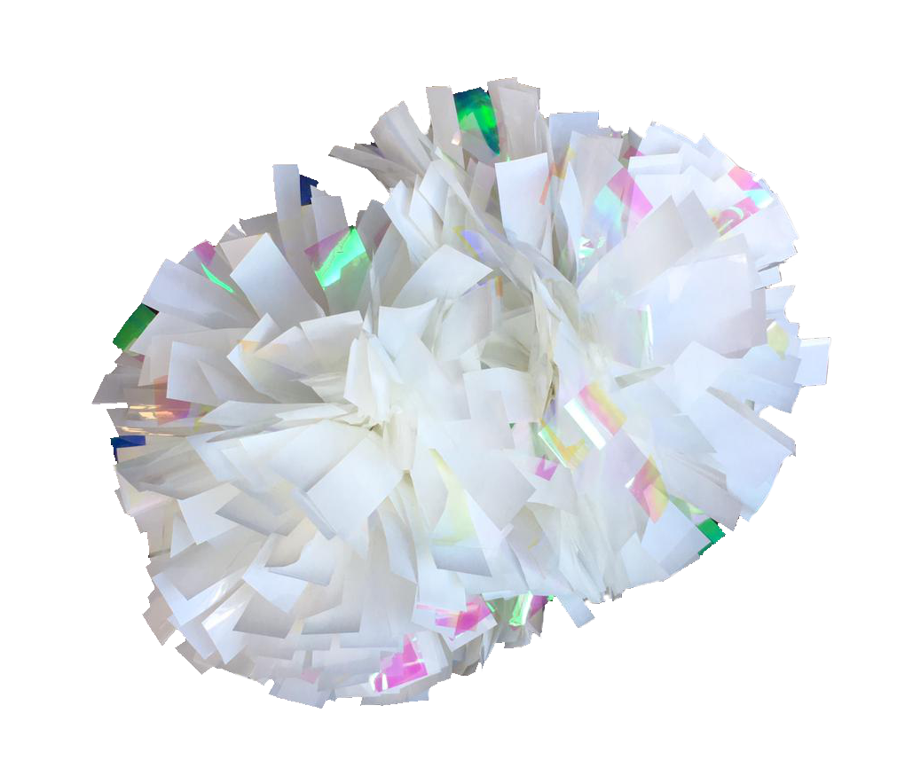 Metallisk vit / iriserande fire dance pom pom 4"