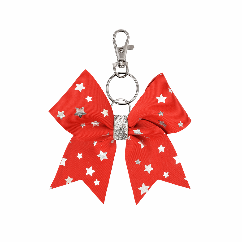 Red Foiled Stars hairbow keyring