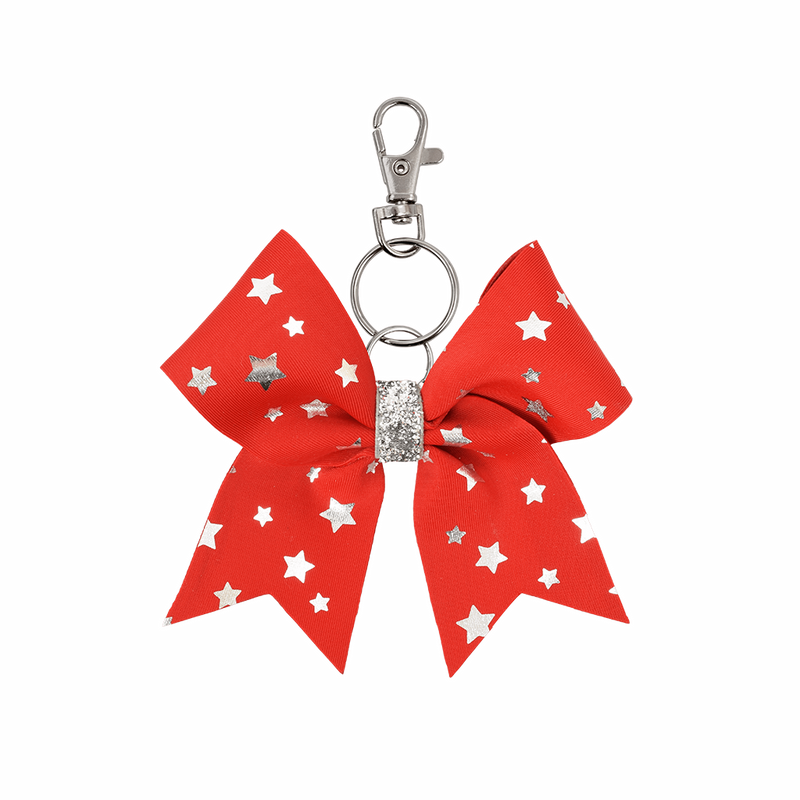 Red Foiled Stars hairbow keyring